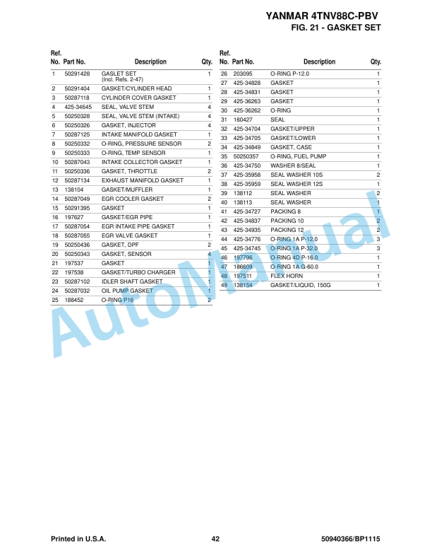 Yanmar 4TNV86CT-PBV Engine Parts Manual-5