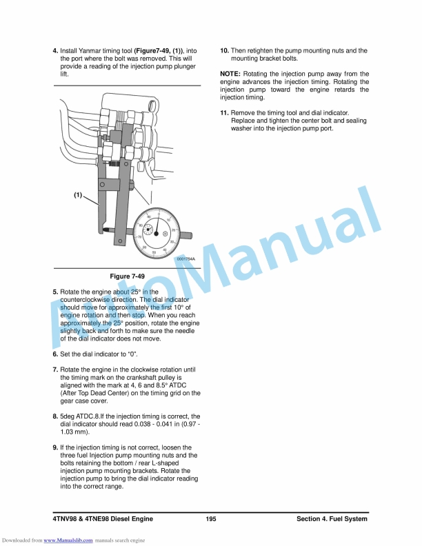 Yanmar 4TNV98, 4TNE98 Diesel Engine Service Manual SB4319E00-5