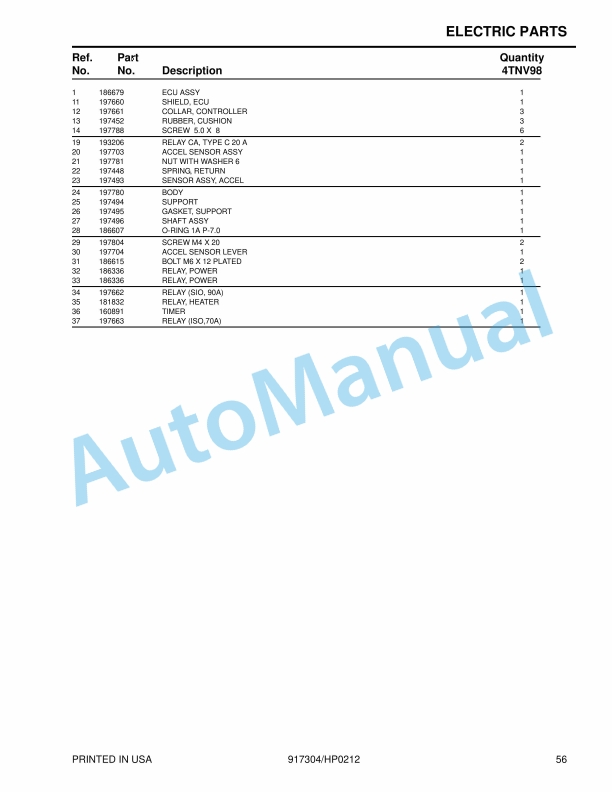 Yanmar 4TNV98-ZNMS to 4TNV98T-ZXNMS2 Engine Parts Manual 4 Yanmar 4TNV98-ZNMS to 4TNV98T-ZXNMS2 Engine Parts Manual - Image 4