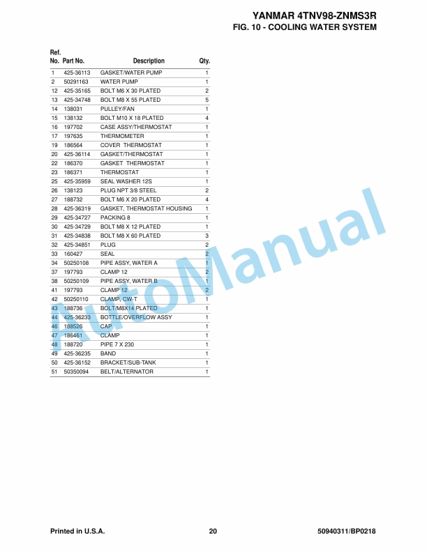 Yanmar 4TNV98-ZNMS3R Engine Parts Manual-2