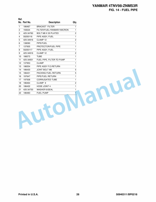 Yanmar 4TNV98-ZNMS3R Engine Parts Manual-3
