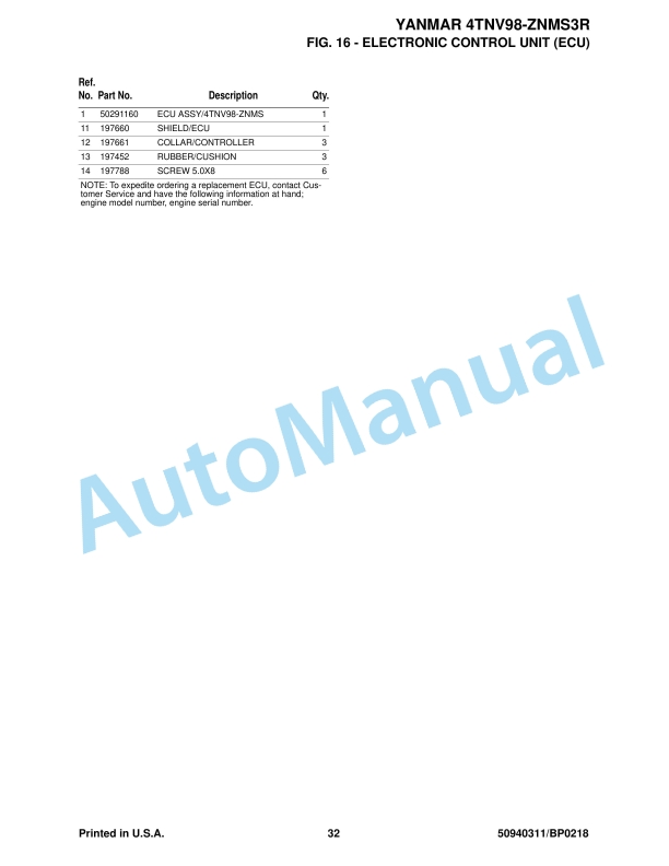 Yanmar 4TNV98-ZNMS3R Engine Parts Manual-4