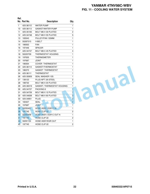 Yanmar 4TNV98C-WBV Engine Parts Manual-2