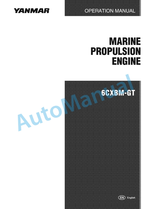 Yanmar 6CXBM-GT Marine Propulsion Engine Operation Manual