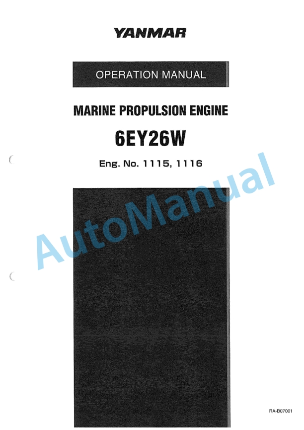 Yanmar 6EY26W Marine Propulsion Engine Operation Manual