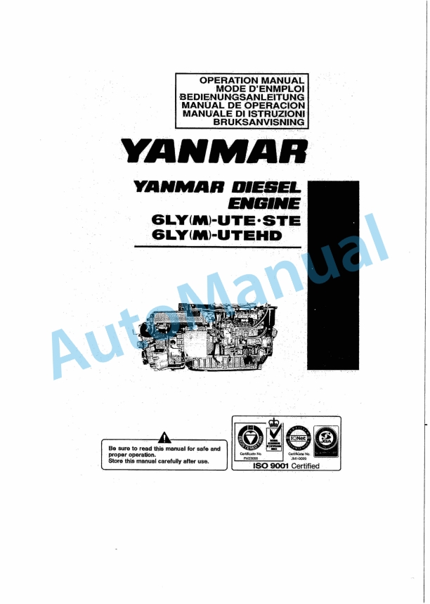 Yanmar 6LY(M)-UTE, 6LY(M)-UTEHD, 6LY(M)-STE Diesel Engine Operation Manual