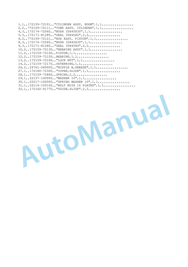 Yanmar B17-2 Crawler Backhoe Parts Catalog Y00S3390-2