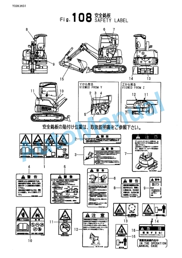 Yanmar B2U-1 Crawler Backhoe Parts Catalog Y00K3631-5