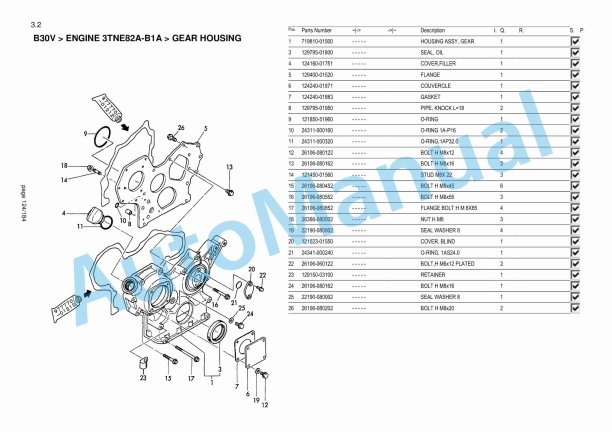 Yanmar B30V Mini Excavator Parts Catalog CP442ENMA00100-3