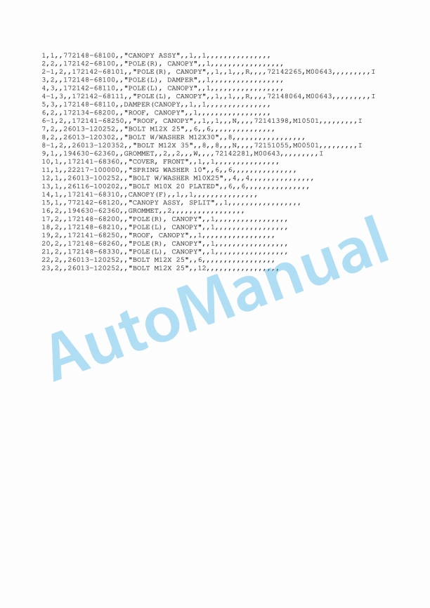Yanmar B37-P, B37-PR, B37-C, B37-CR Crawler Backhoe Parts Catalog Y00K2471-2