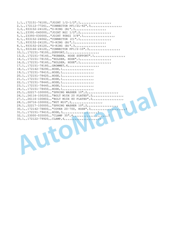 Yanmar B50, B50-1 Crawler Backhoe Parts Catalog Y00S3091-5