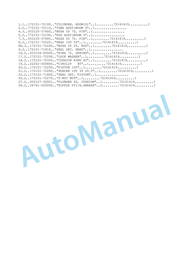 Yanmar B50 Crawler Backhoe Parts Catalog Y00S3040-2