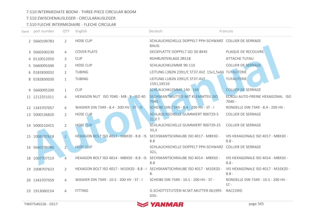 Yanmar B75W Mobile Excavator Illustrated Parts Catalog 5780400209-4