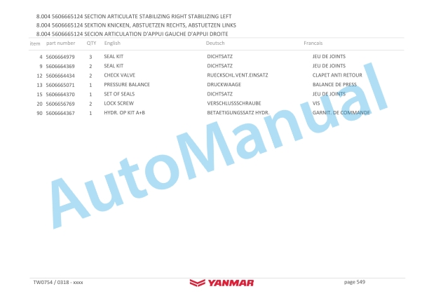 Yanmar B75W Mobile Excavator Illustrated Parts Catalog 5780400216-5