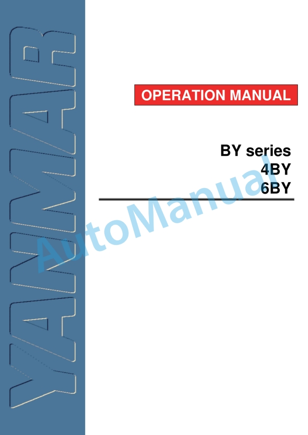 Yanmar BY Series 4BY, 6BY Operation Manual 0ABY0-G00100