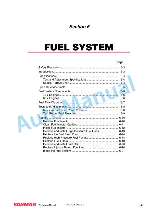 Yanmar BY Series 4BY, 6BY Service Manual 0BBY0-G00101 2 Yanmar BY Series 4BY, 6BY Service Manual 0BBY0-G00101 - Image 2