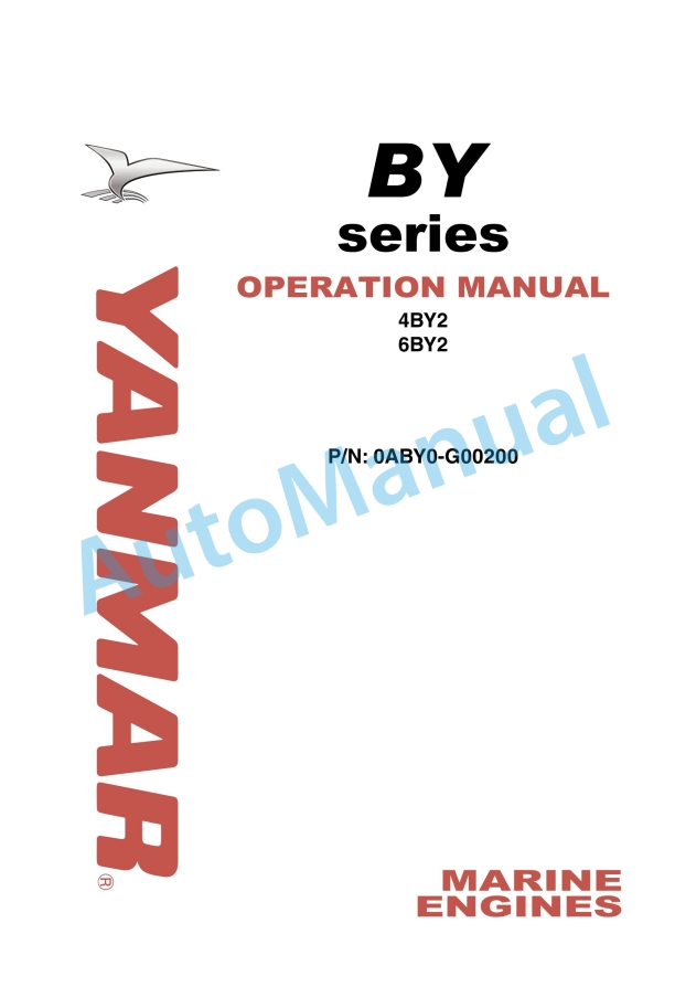 Yanmar BY Series 4BY2, 6BY2 Operation Manual 0ABY0-G00200