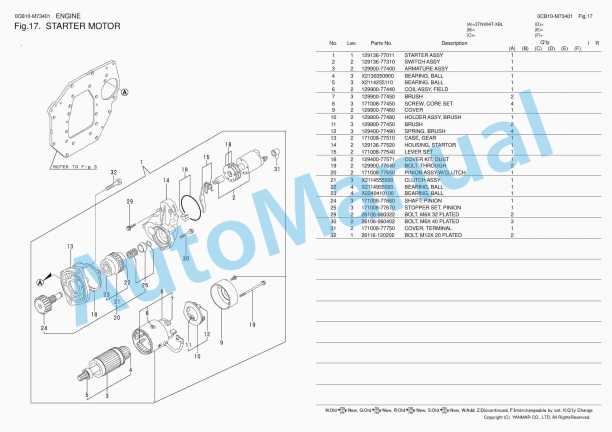 Yanmar CBL40 Excavator Parts Catalog 0CB10-M73401 5 Yanmar CBL40 Excavator Parts Catalog 0CB10-M73401 - Image 5