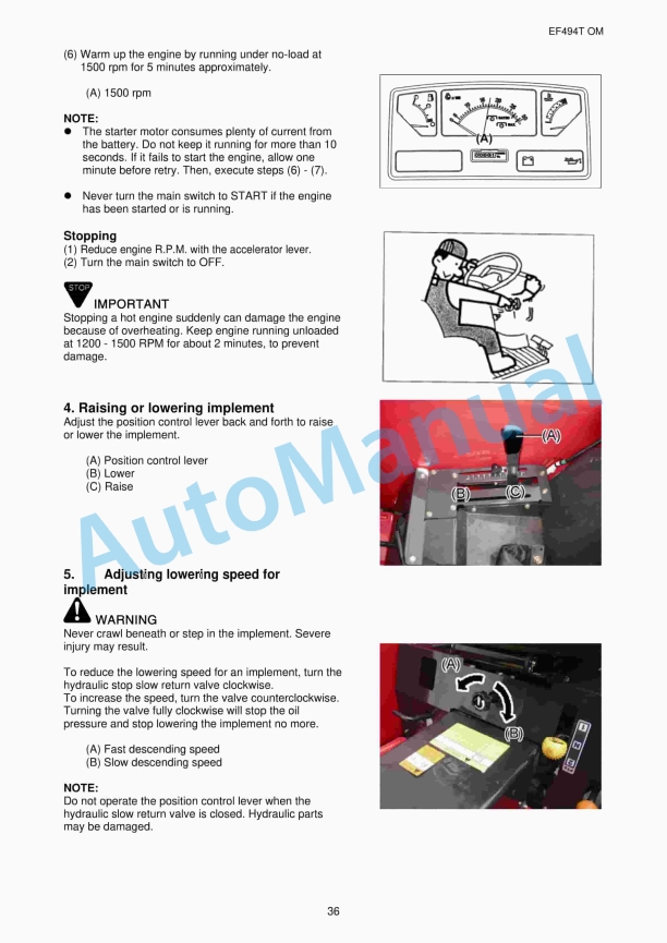Yanmar EF494T Diesel Tractor Operator Manual-2