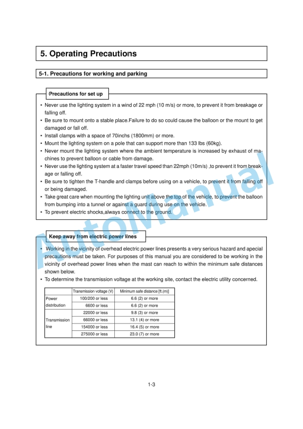 Yanmar ELB 44SC, ELB 114BC, ELB 144BW, ELB 144BS Lighting Tower Operation And Maintenance Manual 5 Yanmar ELB 44SC, ELB 114BC, ELB 144BW, ELB 144BS Lighting Tower Operation And Maintenance Manual - Image 5
