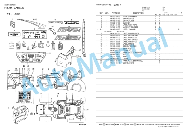 Yanmar KE170H, KE200H Tractor Parts Catalog 5 Yanmar KE170H, KE200H Tractor Parts Catalog - Image 5