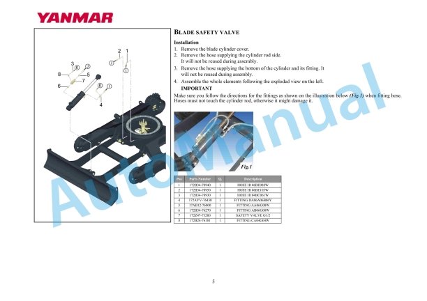 Yanmar KIT KGC2800 Safety Valves Installation Instructions-2