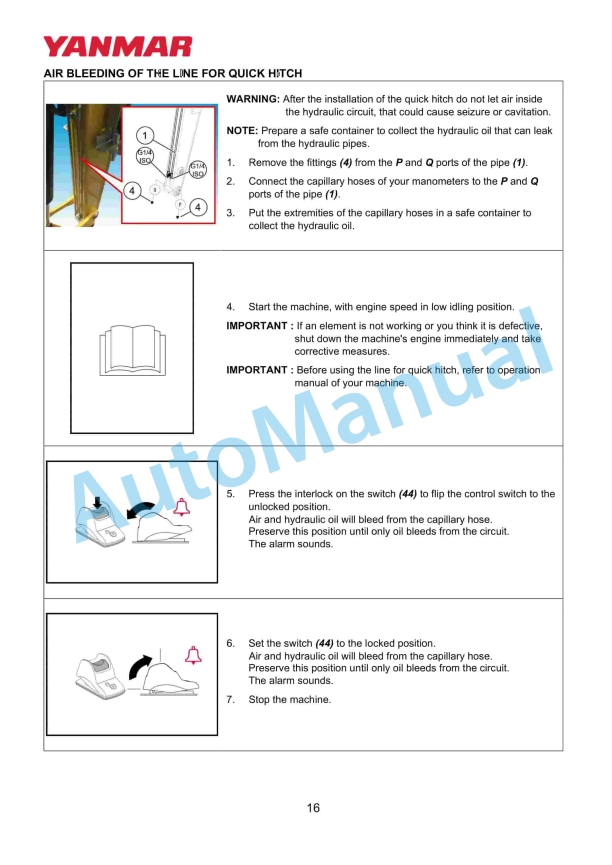 Yanmar KIT KUDAFE0 Quick Hitch For Long Arm Installation Instructions-4
