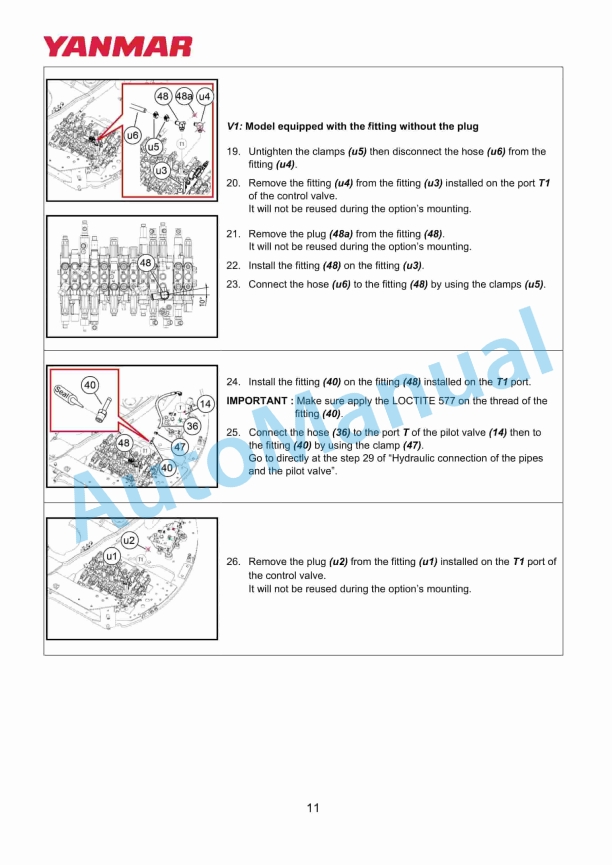 Yanmar KIT KUDZFE0 Quick Hitch For Short Arm Installation Instructions-2