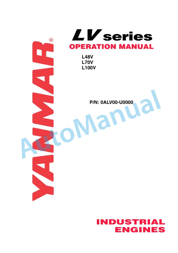 Yanmar L48V, L70V, L100V Industrial Engines Operation Manual