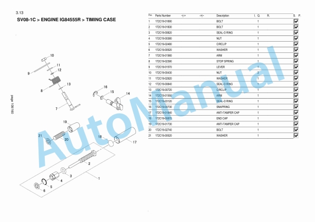 Yanmar SV08-1C Mini Excavator Parts Catalog-3