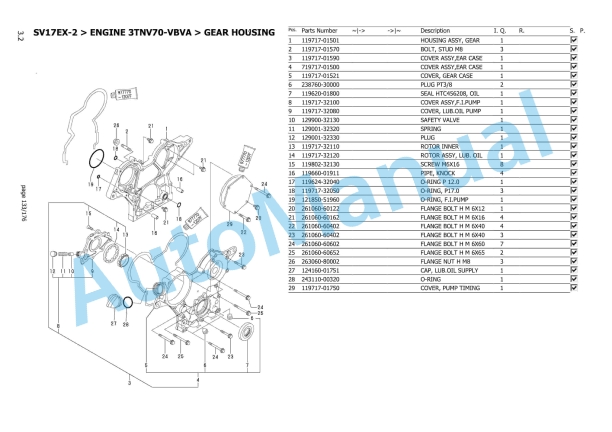 Yanmar SV17-EX Mini Excavator Parts Catalog-4