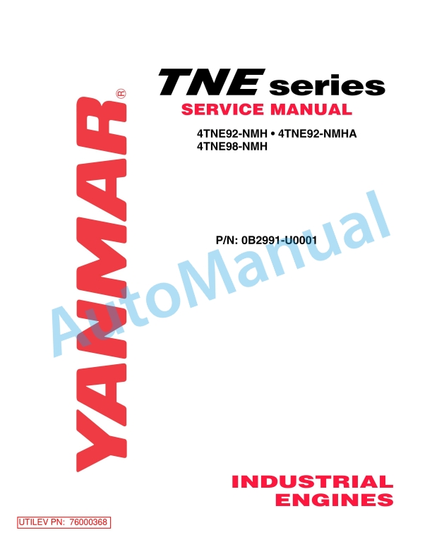 Yanmar TNE Series 4TNE92-NMH, 4TNE92-NMHA, 4TNE98-NMH Service Manual