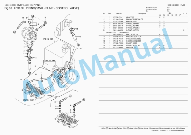 Yanmar ViO15-2A Crawler Backhoe Parts Catalog 0CS10-M46001 4 Yanmar ViO15-2A Crawler Backhoe Parts Catalog 0CS10-M46001 - Image 4