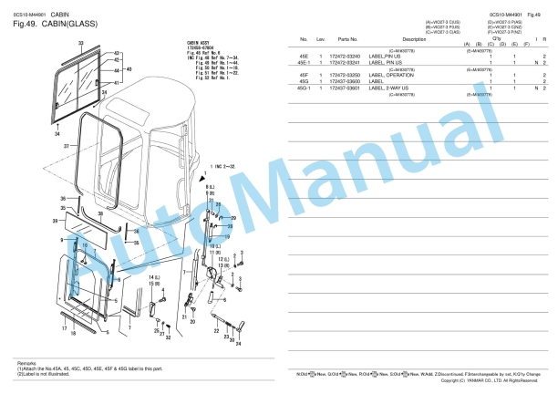 Yanmar ViO27-3 Excavator Parts Catalog 0CS10-M44901 2 Yanmar ViO27-3 Excavator Parts Catalog 0CS10-M44901 - Image 2