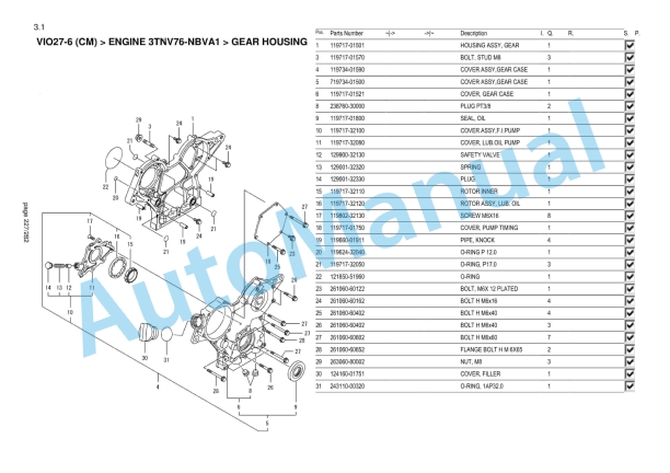 Yanmar ViO27-6(CM) Mini Excavator Parts Catalog-5