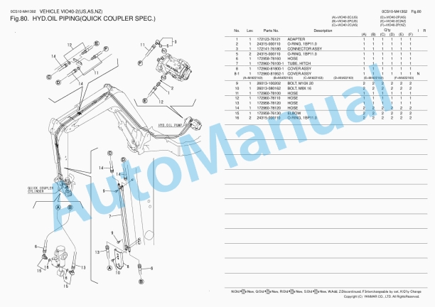 Yanmar ViO40-2 Crawler Backhoe Parts Catalog 0CS10-M41302 5 Yanmar ViO40-2 Crawler Backhoe Parts Catalog 0CS10-M41302 - Image 5