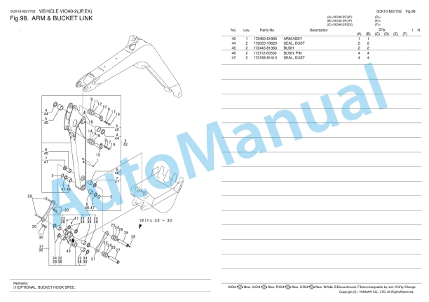 Yanmar ViO40-2 Excavator Parts Catalog 5 Yanmar ViO40-2 Excavator Parts Catalog - Image 5