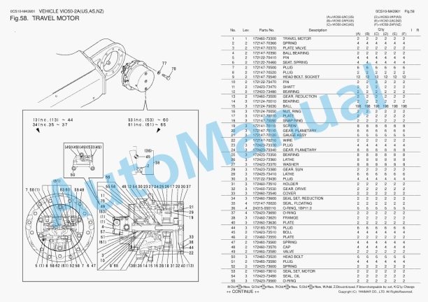 Yanmar ViO50-2A Crawler Backhoe Parts Catalog 3 Yanmar ViO50-2A Crawler Backhoe Parts Catalog - Image 3