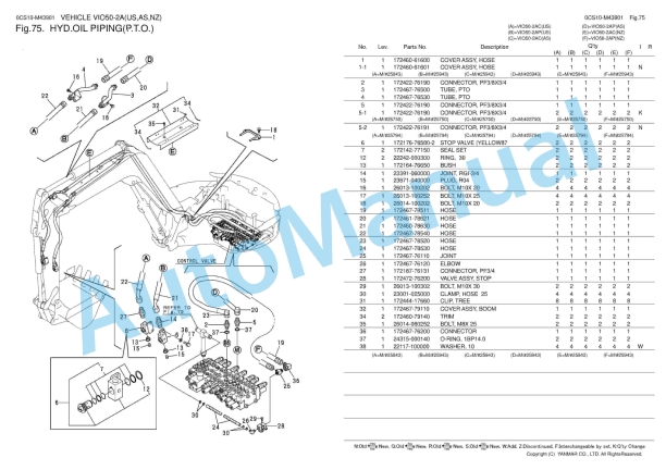 Yanmar ViO50-2A Crawler Backhoe Parts Catalog 5 Yanmar ViO50-2A Crawler Backhoe Parts Catalog - Image 5