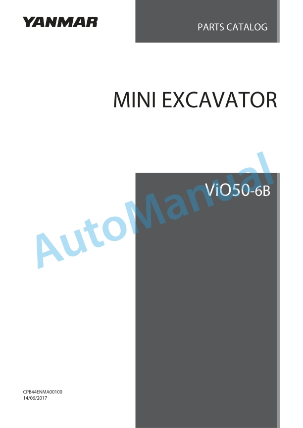 Yanmar ViO50-6B Mini Excavator Parts Catalog