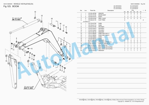 Yanmar ViO70 Crawler Backhoe Parts Catalog 0CK10-M33003 5 Yanmar ViO70 Crawler Backhoe Parts Catalog 0CK10-M33003 - Image 5