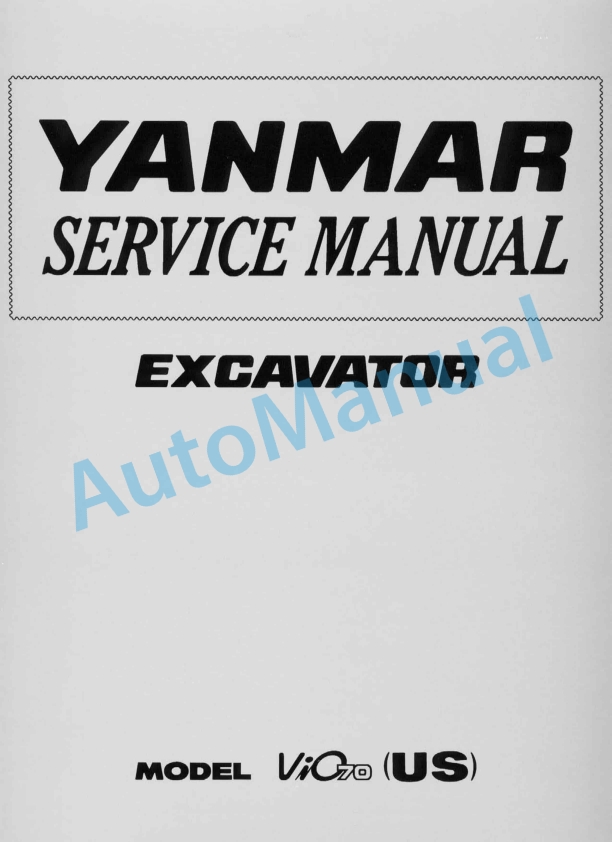 Yanmar ViO70 (US) Excavator Service Manual