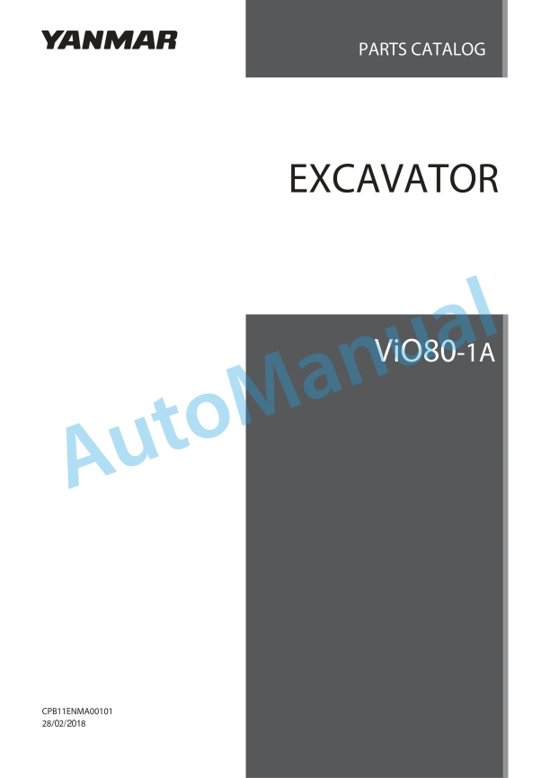 Yanmar ViO80-1A Excavator Parts Catalog