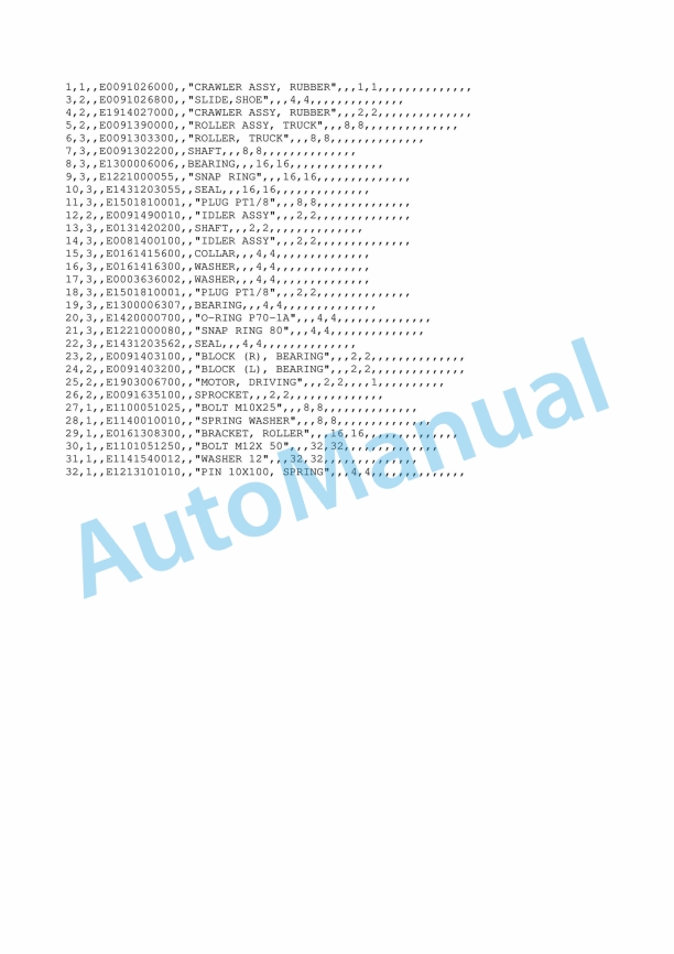 Yanmar YB201(U) Excavator Parts Catalog Y00K2032-5