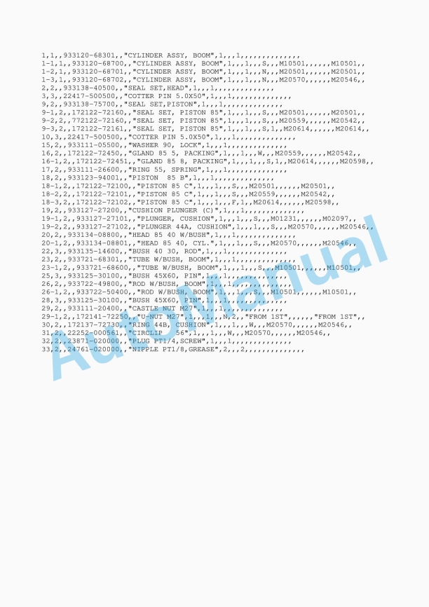 Yanmar YB301-1, YB301-2, YB351-1, YB351-2 Crawler Backhoe Parts Catalog Y00K2013-2