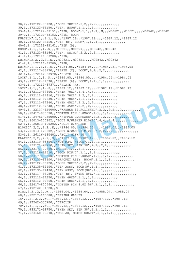 Yanmar YB301-1, YB301-2, YB351-1, YB351-2 Crawler Backhoe Parts Catalog Y00K2013-4