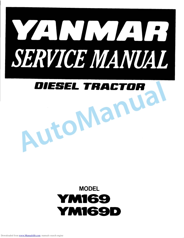Yanmar YM169, YM169D Diesel Tractor Service Manual