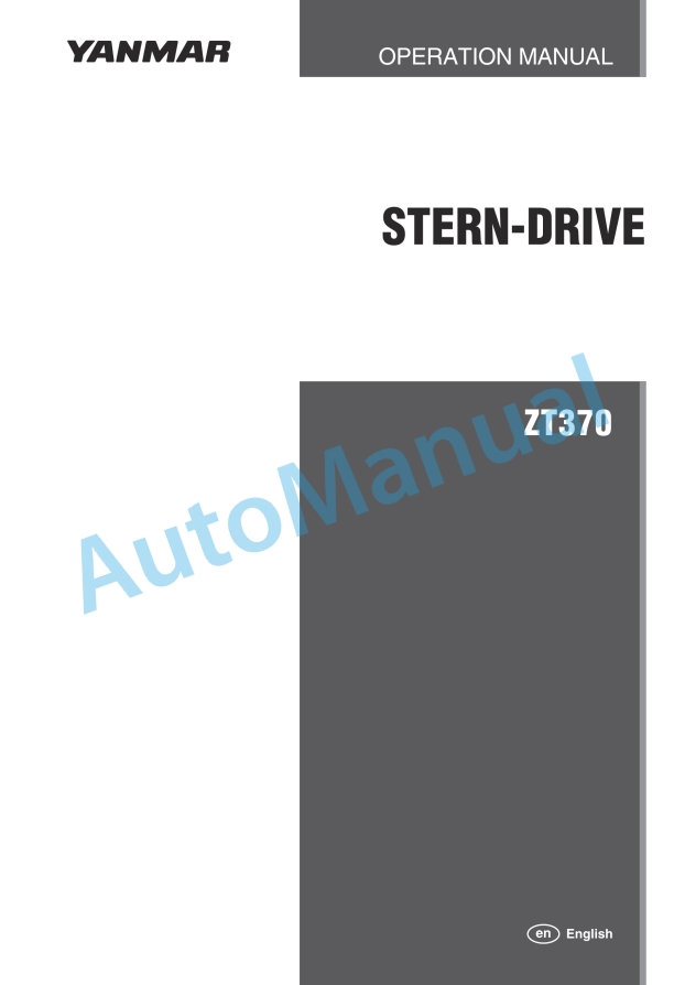 Yanmar ZT370 Stern Drive Operation Manual