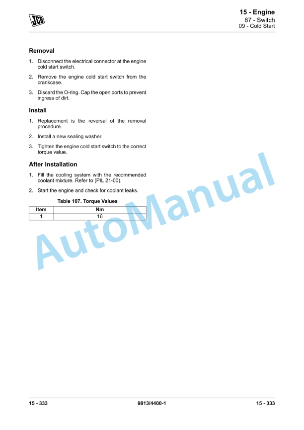 JCB 110W Hydradig Service Manual 9813-4400 3 JCB 110W Hydradig Service Manual 9813-4400 - Image 3