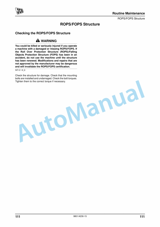 JCB 1CX Operator Manual 9801-4230 3 JCB 1CX Operator Manual 9801-4230 - Image 3